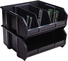 Quantum Storage - 50 Lb. Load Capacity, 10-3/4" Deep, Black Polypropylene Hopper Stacking Bin - 7" High x 8-1/4" Wide x 10-3/4" Long - Americas Industrial Supply
