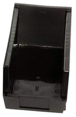 Quantum Storage - 10 Lb. Load Capacity, 5-3/8" Deep, Black Polypropylene Hopper Stacking Bin - 3" High x 4-1/8" Wide x 5-3/8" Long - Americas Industrial Supply