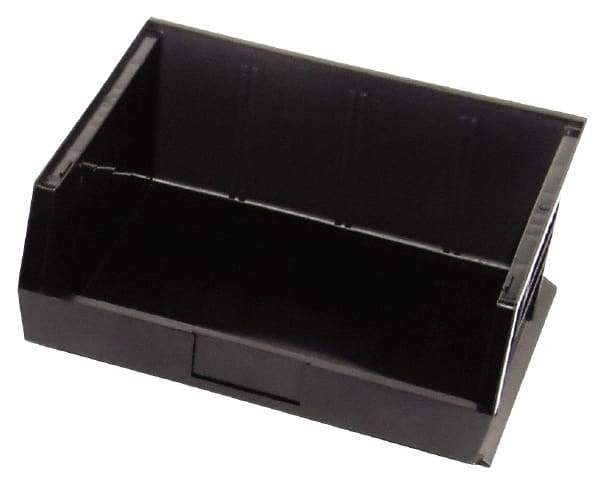 Quantum Storage - 75 Lb. Load Capacity, 14-3/4" Deep, Black Polypropylene Hopper Stacking Bin - 7" High x 16-1/2" Wide x 14-3/4" Long - Americas Industrial Supply