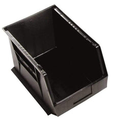 Quantum Storage - 75 Lb. Load Capacity, 16" Deep, Black Polypropylene Hopper Stacking Bin - 8" High x 11" Wide x 16" Long - Americas Industrial Supply