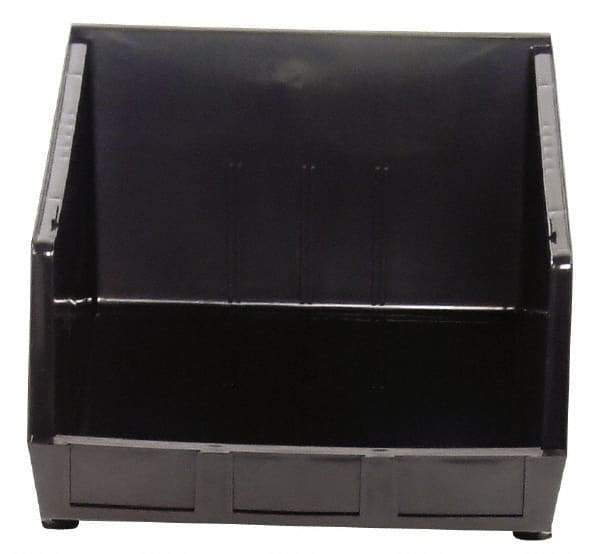 Quantum Storage - 75 Lb. Load Capacity, 18" Deep, Black Polypropylene Hopper Stacking Bin - 11" High x 16-1/2" Wide x 18" Long - Americas Industrial Supply