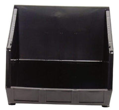 Quantum Storage - 75 Lb. Load Capacity, 18" Deep, Black Polypropylene Hopper Stacking Bin - 11" High x 16-1/2" Wide x 18" Long - Americas Industrial Supply