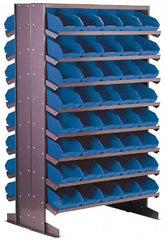 Quantum Storage - 24" Deep x 36" Wide x 60" High, Steel Floor Rack - 2 Sides, 128 Yellow Plastic Bins, 4-1/8" Bin Width x 4" Bin Height x 11-7/8" Bin Depth - Americas Industrial Supply