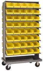 Quantum Storage - 27" Deep x 38" Wide x 64" High, Steel Floor Rack - 2 Sides, 64 Yellow Plastic Bins, 8-1/8" Bin Width x 4" Bin Height x 11-7/8" Bin Depth - Americas Industrial Supply