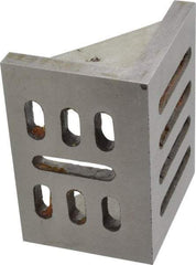 Interstate - 4-1/2" Wide x 3" Deep x 3-1/2" High Cast Iron Partially Machined Angle Plate - Slotted Plate, Through-Slots on Surface, Webbed, Single Plate - Americas Industrial Supply