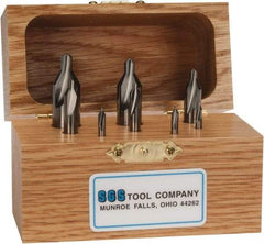 SGS - 8 Piece, #00 to 6, 1/8 to 1/2" Body Diam, 1/32 to 7/32" Point Diam, Plain Edge, Solid Carbide Combo Drill & Countersink Set - 60° Incl Angle, 1-1/2 to 3" OAL, Double End, 301 Series Compatibility - Americas Industrial Supply