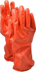 Ansell - Size XL (10), 14" Long, 37.5 mil Thick, Supported, Polyvinyl Alcohol (PVA) Chemical Resistant Gloves - Smooth Finish, Cotton Interlock Knit Lined, Gauntlet Cuff, ANSI Abrasion Level 4, ANSI Cut Level 1, Red - Americas Industrial Supply