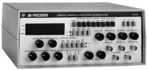 B&K Precision - 20 msec, -20 dB, AM, FM, 50 Ohm, 20 MHz Sine Wave, LED Display, Linear and Logarithmic Function Generator - 10 ppm Wave Accuracy, 20 dB Amplitude, 20 MHz Max Wave Form, Includes Instruction Manual, Output Cable with BNC to Alligator Clips - Americas Industrial Supply