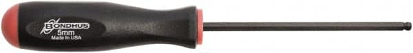 Bondhus - 5mm Hex Ball End Driver - 4.3" Blade Length, Rubber Grip Handle, 219mm OAL - Americas Industrial Supply