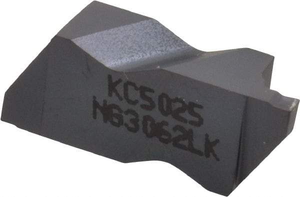 Kennametal - 3062NG K Grade KC5025, 1.58mm Cutting Width Carbide Grooving Insert - 2.39mm Max Depth of Cut, Left Hand, 0.19mm Corner Radius, TiAlN Finish - Americas Industrial Supply