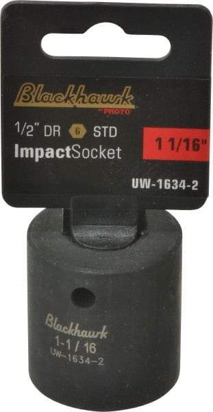 Blackhawk by Proto - 1/2" Drive 1-1/16" Standard Impact Socket - 6 Points, 1-3/4" OAL - Americas Industrial Supply