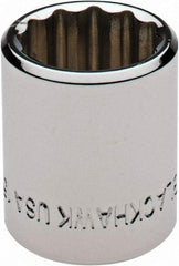 Blackhawk by Proto - 3/8" Drive, Standard Hand Socket - 12 Points, 1" OAL, Chrome Finish - Americas Industrial Supply