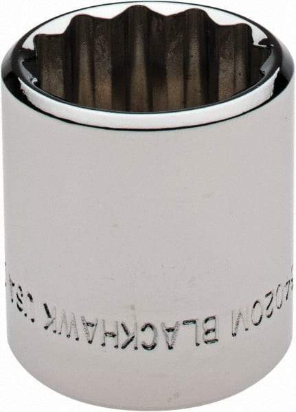 Blackhawk by Proto - 3/8" Drive, Standard Hand Socket - 12 Points, 1-13/64" OAL, Chrome Finish - Americas Industrial Supply