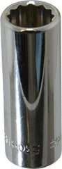 Blackhawk by Proto - 7/16", 3/8" Drive, Deep Hand Socket - 12 Points, 1-13/16" OAL, Chrome Finish - Americas Industrial Supply