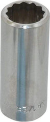 Blackhawk by Proto - 1/2", 3/8" Drive, Deep Hand Socket - 12 Points, 1-13/16" OAL, Chrome Finish - Americas Industrial Supply