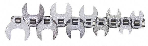 Blackhawk by Proto - 10 Piece 3/8" Drive Open End Crowfoot Wrench Set - 3/8 to 1", with Clip Rail - Americas Industrial Supply