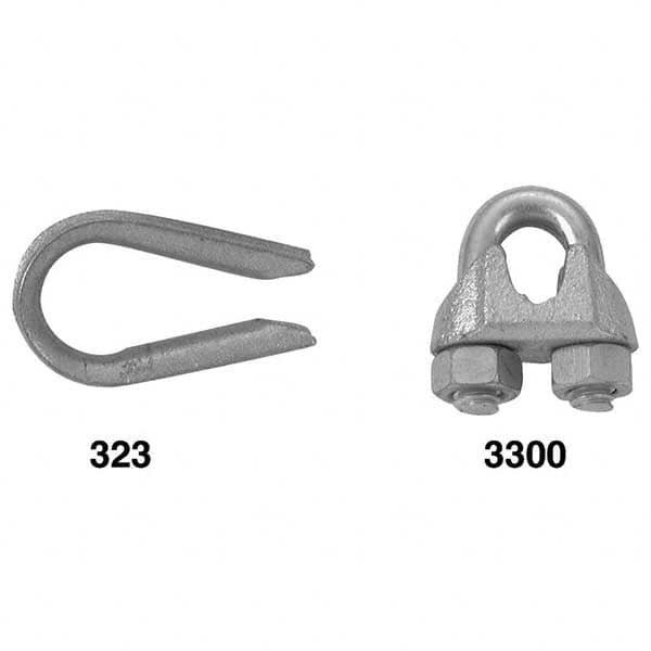 Campbell - Wire Rope Hardware & Accessories Type: Wire Rope Thimble Clip For Rope Diameter: 1/8 (Inch) - Americas Industrial Supply