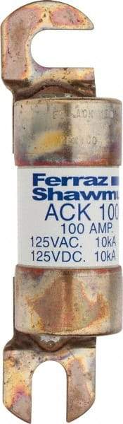 Ferraz Shawmut - 100 Amp Time Delay Round Forklift & Truck Fuse - 125VAC, 125VDC, 4.46" Long x 1" Wide, Bussman ACK100, Ferraz Shawmut ACK100 - Americas Industrial Supply