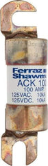 Ferraz Shawmut - 100 Amp Time Delay Round Forklift & Truck Fuse - 125VAC, 125VDC, 4.46" Long x 1" Wide, Bussman ACK100, Ferraz Shawmut ACK100 - Americas Industrial Supply