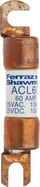 Ferraz Shawmut - 60 Amp General Purpose Round Forklift & Truck Fuse - 125VAC, 125VDC, 3.07" Long x 0.5" Wide, Bussman ACL60, Ferraz Shawmut ACL60 - Americas Industrial Supply