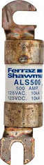 Ferraz Shawmut - 500 Amp General Purpose Round Forklift & Truck Fuse - 125VAC, 125VDC, 4.71" Long x 1" Wide, Bussman ALS500, Ferraz Shawmut ALS500 - Americas Industrial Supply