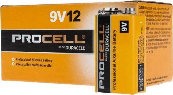 Duracell - Size 9V, Alkaline, Standard Battery - 9 Volts, Miniature Snap Terminal, 6LR61, ANSI, IEC Regulated - Americas Industrial Supply