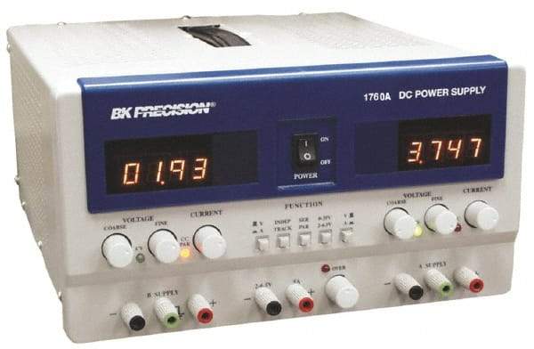 B&K Precision - 350 Watt, (A & B) 0 to 2 Amp, (C) 5 Amp, 240 VAC Input, (A & B) 0 to 30 VDC, (C) 4 to 6.50 VDC Output, Benchtop Power Supply - 3 Outputs, 10-1/2 Inch Wide x 15 Inch Deep x 5.7 Inch High, 32 to 104°F, LED Display - Americas Industrial Supply