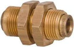 Norgren - 3/8" Outside Diam, Brass Push-to-Connect Tube Bulkhead Union - 150 Max psi, Tube to Tube Connection, Buna O-Ring - Americas Industrial Supply