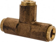 Norgren - 1/4" Outside Diam, Brass Push-to-Connect Tube Union Tee - 150 Max psi, Tube to Tube Connection, Buna O-Ring - Americas Industrial Supply