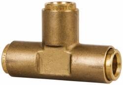 Norgren - 3/8" Outside Diam, Brass Push-to-Connect Tube Union Tee - 150 Max psi, Tube to Tube Connection, Buna O-Ring - Americas Industrial Supply