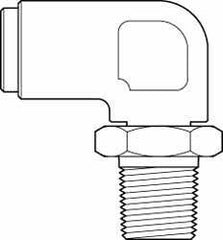 Norgren - 3/8" Outside Diam, 1/4 NPT, Brass Push-to-Connect Tube Male Swivel Elbow - 150 Max psi, Tube to Male NPT Connection, Buna O-Ring - Americas Industrial Supply
