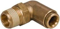 Norgren - 3/8" Outside Diam, 3/8 NPT, Brass Push-to-Connect Tube Male Swivel Elbow - 150 Max psi, Tube to Male NPT Connection, Buna O-Ring - Americas Industrial Supply