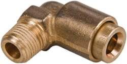 Norgren - 1/4" Outside Diam, 1/8 NPT, Brass Push-to-Connect Tube Male Elbow - 150 Max psi, Tube to Male NPT Connection, Buna O-Ring - Americas Industrial Supply