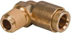Norgren - 3/8" Outside Diam, 1/4 NPT, Brass Push-to-Connect Tube Male Elbow - 150 Max psi, Tube to Male NPT Connection, Buna O-Ring - Americas Industrial Supply