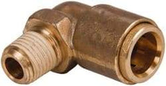Norgren - 1/2" Outside Diam, 1/4 NPT, Brass Push-to-Connect Tube Male Elbow - 150 Max psi, Tube to Male NPT Connection, Buna O-Ring - Americas Industrial Supply