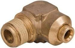 Norgren - 1/4" Outside Diam, 3/8 NPT, Brass Push-to-Connect Tube Male Elbow - 150 Max psi, Tube to Male NPT Connection, Buna O-Ring - Americas Industrial Supply