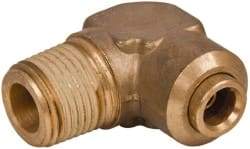 Norgren - 3/8" Outside Diam, 1/2 NPT, Brass Push-to-Connect Tube Male Elbow - 150 Max psi, Tube to Male NPT Connection, Buna O-Ring - Americas Industrial Supply