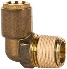 Norgren - 1/4" Outside Diam, 1/4 NPT, Brass Push-to-Connect Tube Male Elbow - 150 Max psi, Tube to Male NPT Connection, Buna O-Ring - Americas Industrial Supply