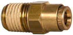 Norgren - 1/4" Outside Diam, 1/4 NPT, Brass Push-to-Connect Tube Male Connector - 150 Max psi, Tube to Male NPT Connection, Buna O-Ring - Americas Industrial Supply