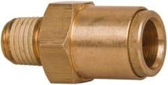 Norgren - 1/2" Outside Diam, 1/4 NPT, Brass Push-to-Connect Tube Male Connector - 150 Max psi, Tube to Male NPT Connection, Buna O-Ring - Americas Industrial Supply