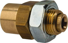 Norgren - 1/4" Outside Diam, 1/4 NPT, Brass Push-to-Connect Tube Female Bulkhead - 150 Max psi, Buna O-Ring - Americas Industrial Supply