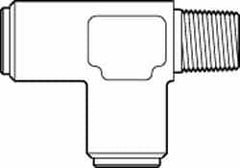 Norgren - 1/2" Outside Diam, 3/8 NPT, Brass Push-to-Connect Tube Male Run Tee - 150 Max psi, Tube to Male Connection, Buna O-Ring - Americas Industrial Supply