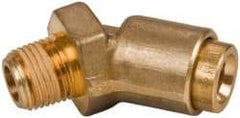 Norgren - 1/4" Outside Diam, 1/8 NPT, Brass Push-to-Connect Tube Male 45° Elbow - 150 Max psi, Tube to Male Connection, Buna O-Ring - Americas Industrial Supply