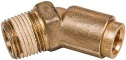 Norgren - 3/8" Outside Diam, 3/8 NPT, Brass Push-to-Connect Tube Male 45° Elbow - 150 Max psi, Tube to Male Connection, Buna O-Ring - Americas Industrial Supply