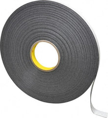 3M - 3/4" x 72 Yd Rubber Adhesive Double Sided Tape - 1/32" Thick, Black, Polyethylene Foam Liner, Continuous Roll, Series 4462B - Americas Industrial Supply