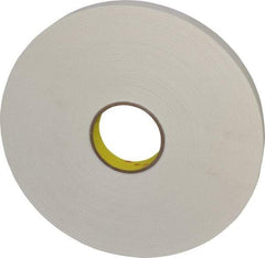 3M - 1" x 72 Yd Rubber Adhesive Double Sided Tape - 1/32" Thick, White, Polyethylene Foam Liner, Continuous Roll, Series 4462W - Americas Industrial Supply