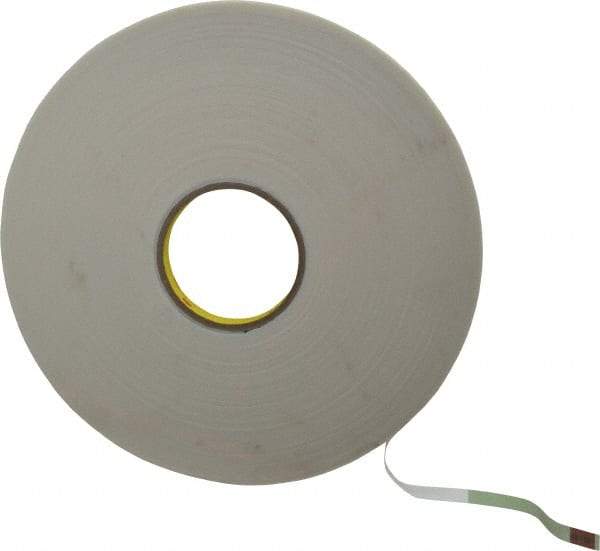 3M - 1/2" x 36 Yd Rubber Adhesive Double Sided Tape - 1/16" Thick, White, Polyethylene Foam Liner, Continuous Roll, Series 4466W - Americas Industrial Supply