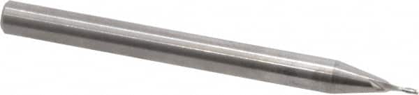 RobbJack - 0.022", 0.066" LOC, 1/8" Shank Diam, 1-1/2" OAL, 2 Flute, Solid Carbide Square End Mill - Single End, Uncoated, Spiral Flute, 30° Helix, Centercutting, Right Hand Cut, Right Hand Flute, Series SR-2 - Americas Industrial Supply