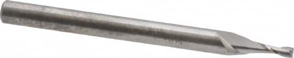 RobbJack - 0.057", 0.171" LOC, 1/8" Shank Diam, 1-1/2" OAL, 2 Flute, Solid Carbide Square End Mill - Single End, Uncoated, Spiral Flute, 30° Helix, Centercutting, Right Hand Cut, Right Hand Flute, Series SR-2 - Americas Industrial Supply