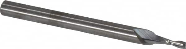 RobbJack - 0.06", 0.18" LOC, 1/8" Shank Diam, 1-1/2" OAL, 2 Flute, Solid Carbide Square End Mill - Single End, Uncoated, Spiral Flute, 30° Helix, Centercutting, Right Hand Cut, Right Hand Flute, Series SR-2 - Americas Industrial Supply